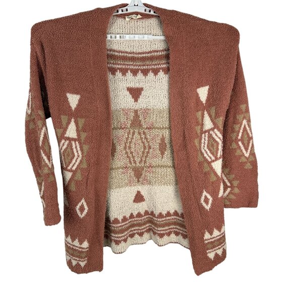 new in Sweaters - New In Womens Boho Cardigan Large Geometric Southwest Open Front Rust